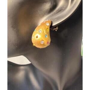Gold Tone Multicolor Rhinestone Earrings
